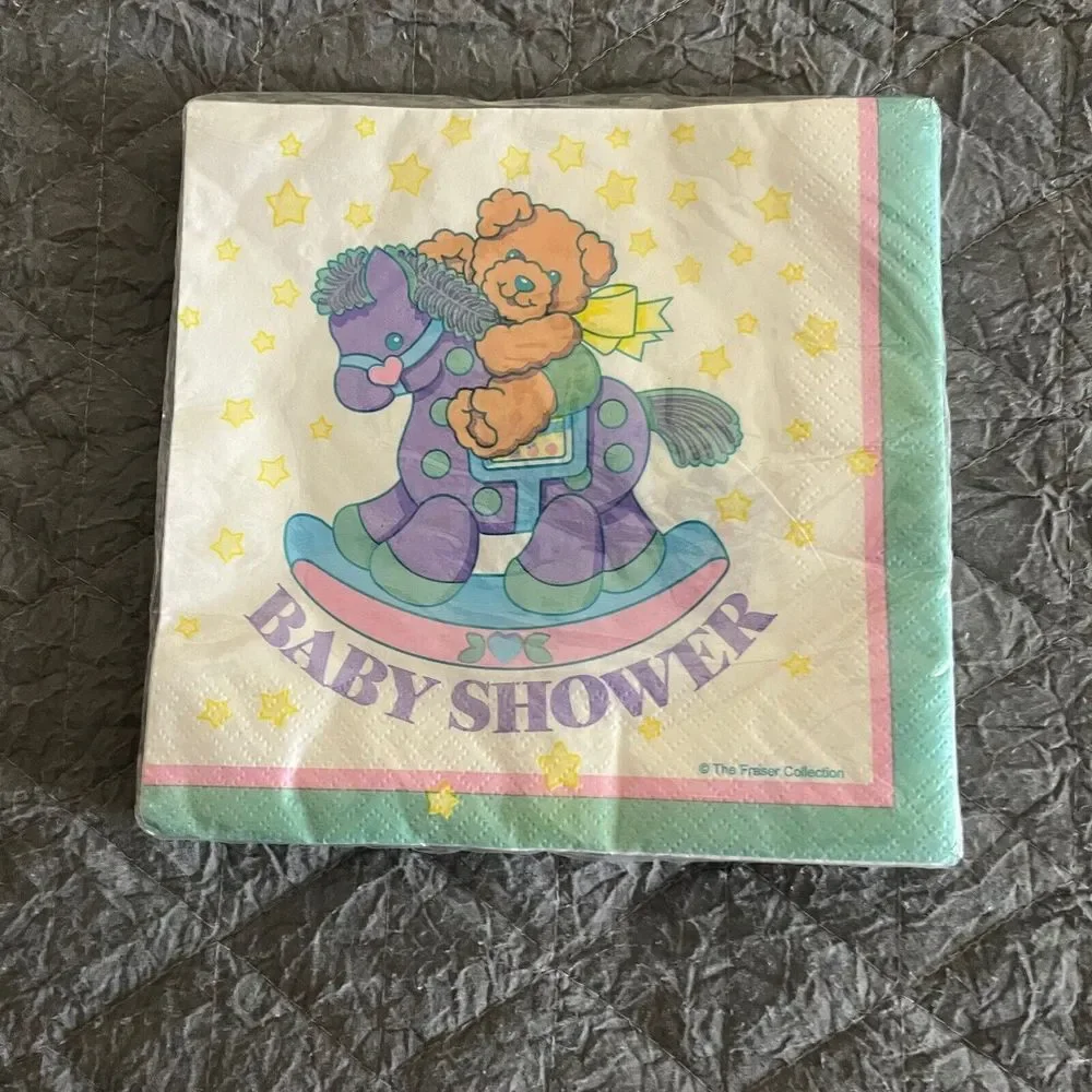 Fraser Collection Baby Shower Napkins - Bear & Rocking Horse - Neutral